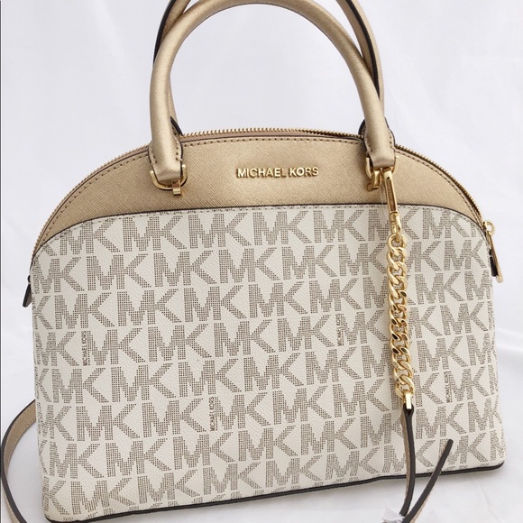 NWT Michael Kors Large Crossbody Vanilla MK Gold - Picture 3 of 8